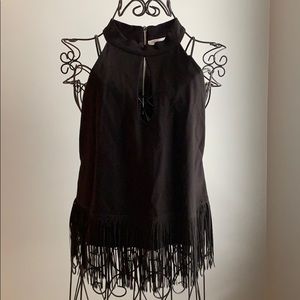 Zip up fringe blouse